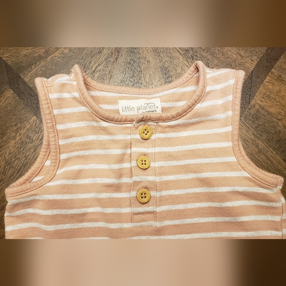 Organic Little Planet By Carter's Striped Sleeveless Baby Girl Romper Size 18m - Picture 3 of 12
